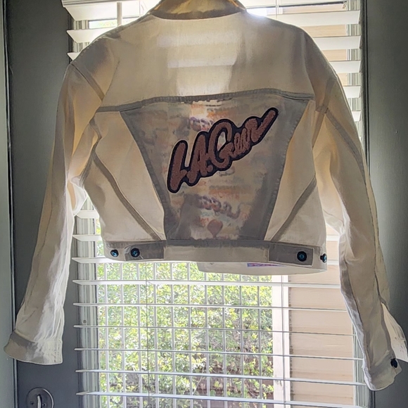 Vintage LA Gear White Denim Cropped Jacket - Picture 10 of 12